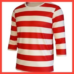 Red and White Striped Long Sleeve Top Size Large